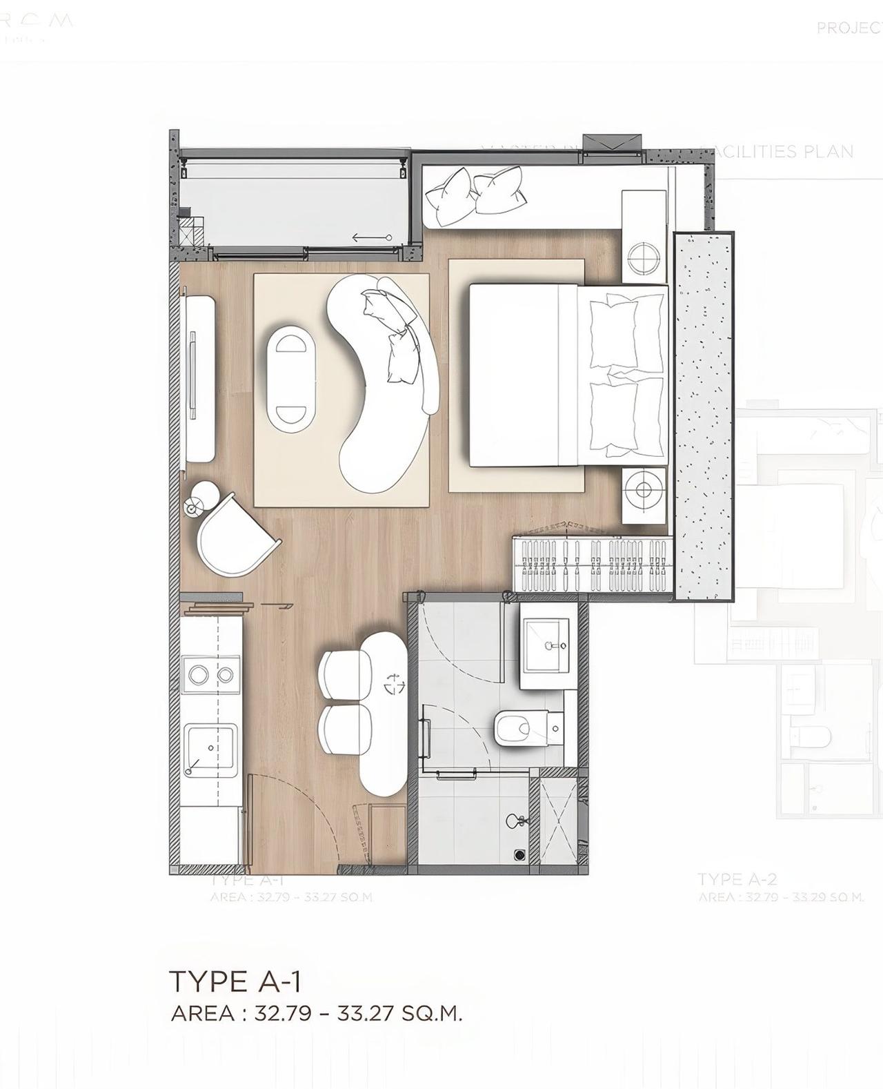 Arom Jomtien 1BR city view, 18th Floor