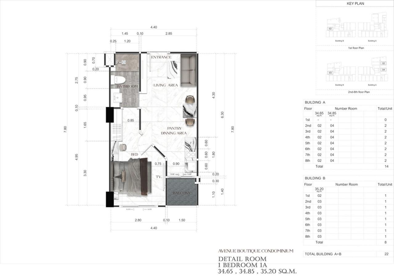 1 bedroom — 34.55–56.90 sqm — from ฿3.7M
