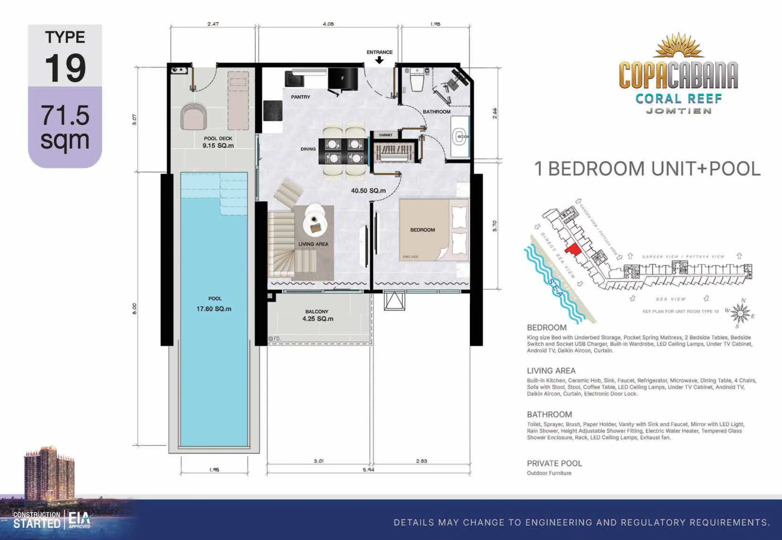 1 bed + private pool — 71.5–79.6 sqm