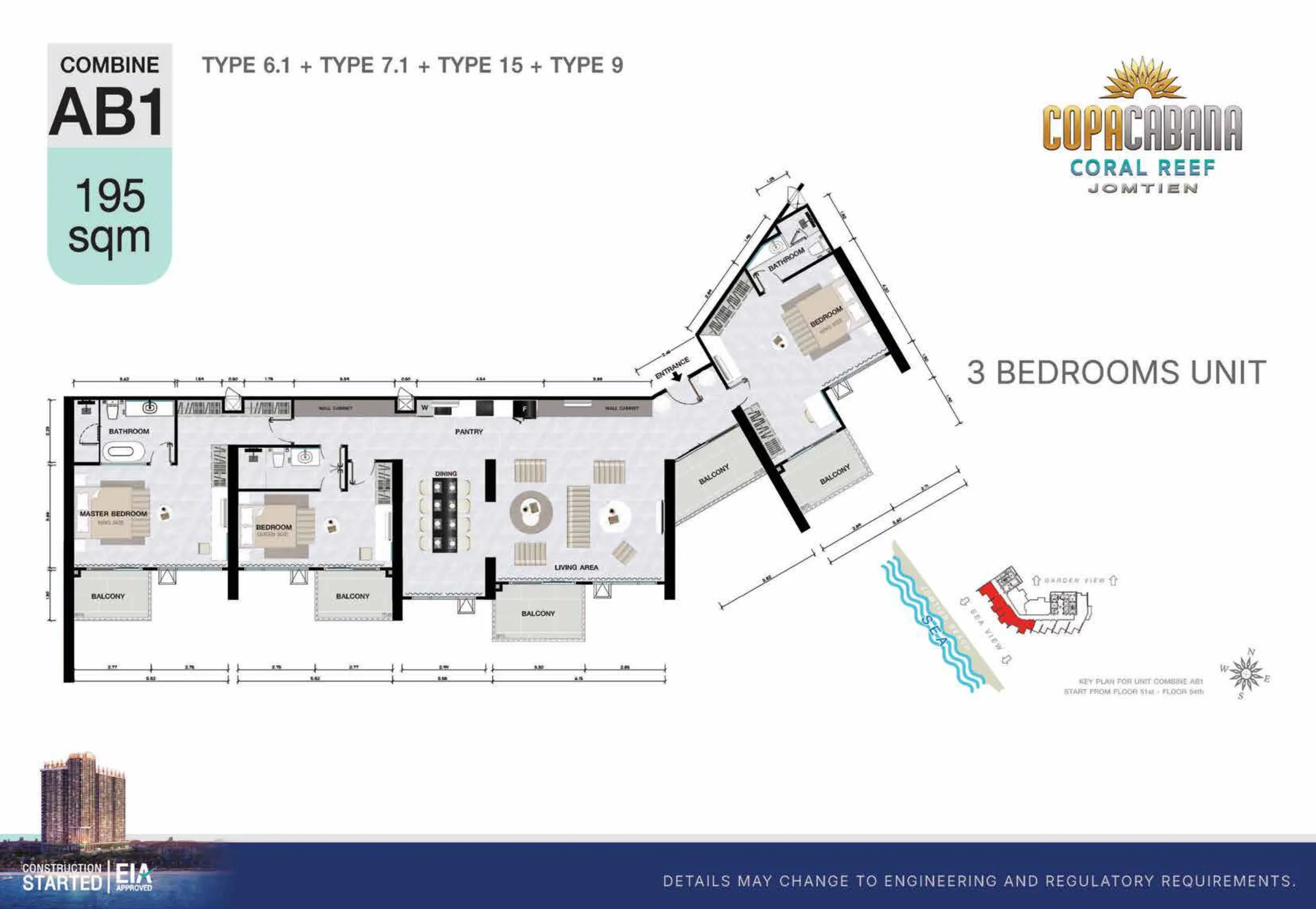 3 bed — 122.5–195 sqm