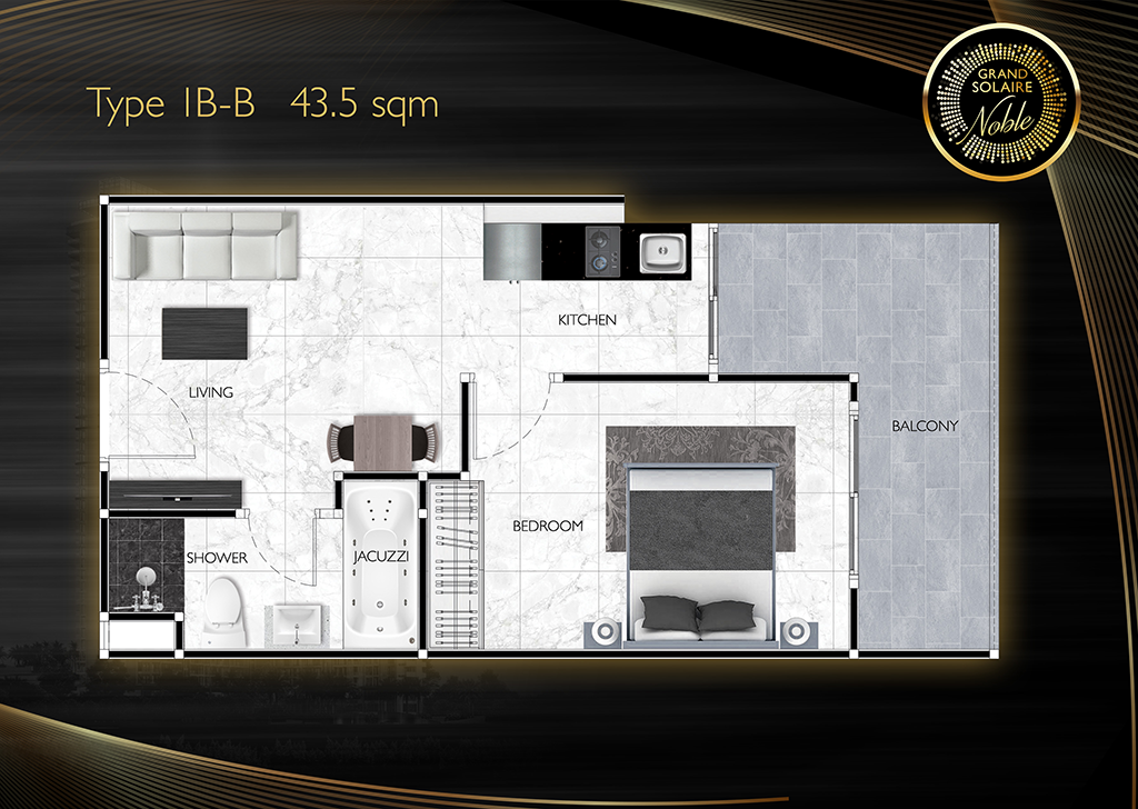 1 bed B — 43.5 sqm — from ฿6.482M
