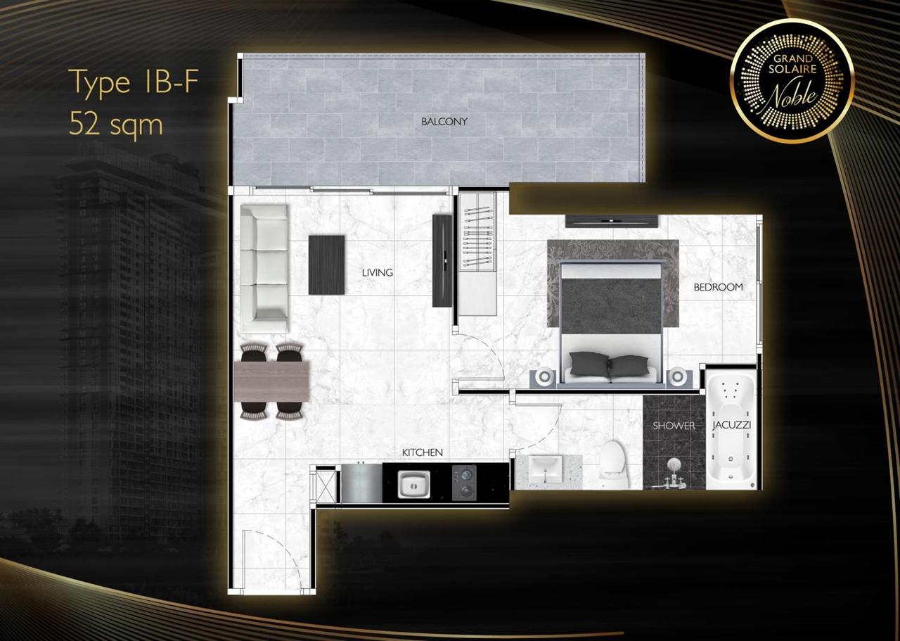 1 bed C, with jacuzzi — 52 sqm — from ฿8.268M