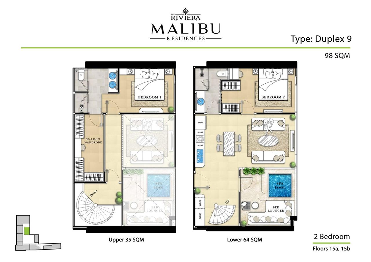 Duplex, 2 & 3 bed — 90–214 sqm