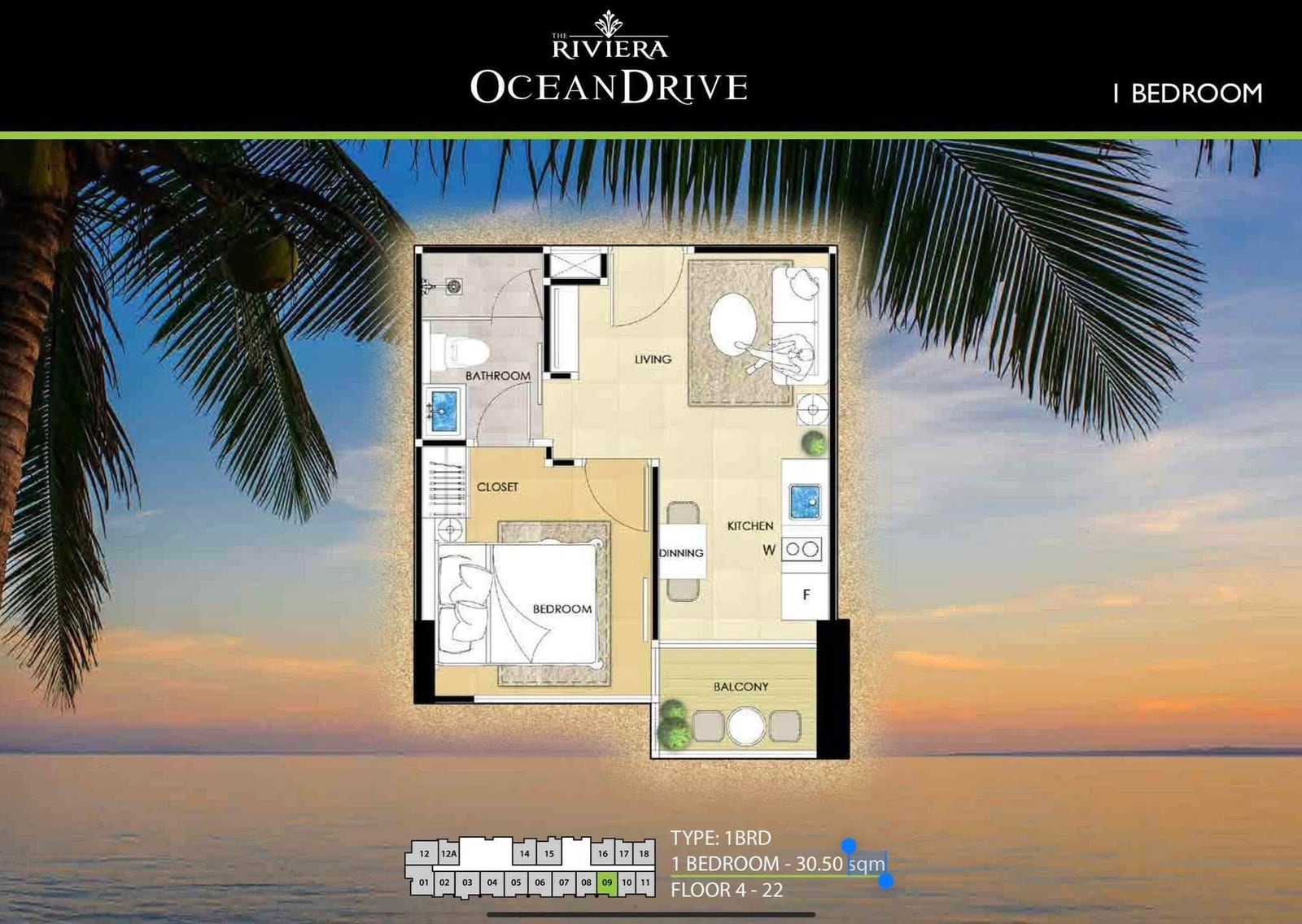 The Riviera Ocean Drive 1BR Sea view, 20th Floor