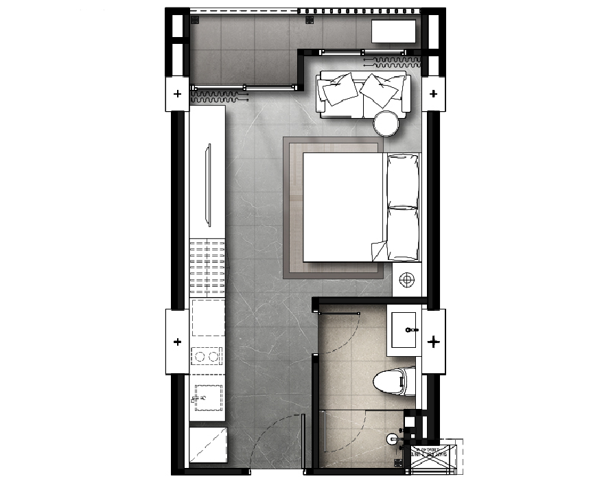 Studio — 32.47–33.15 sqm — from ~฿4.25M