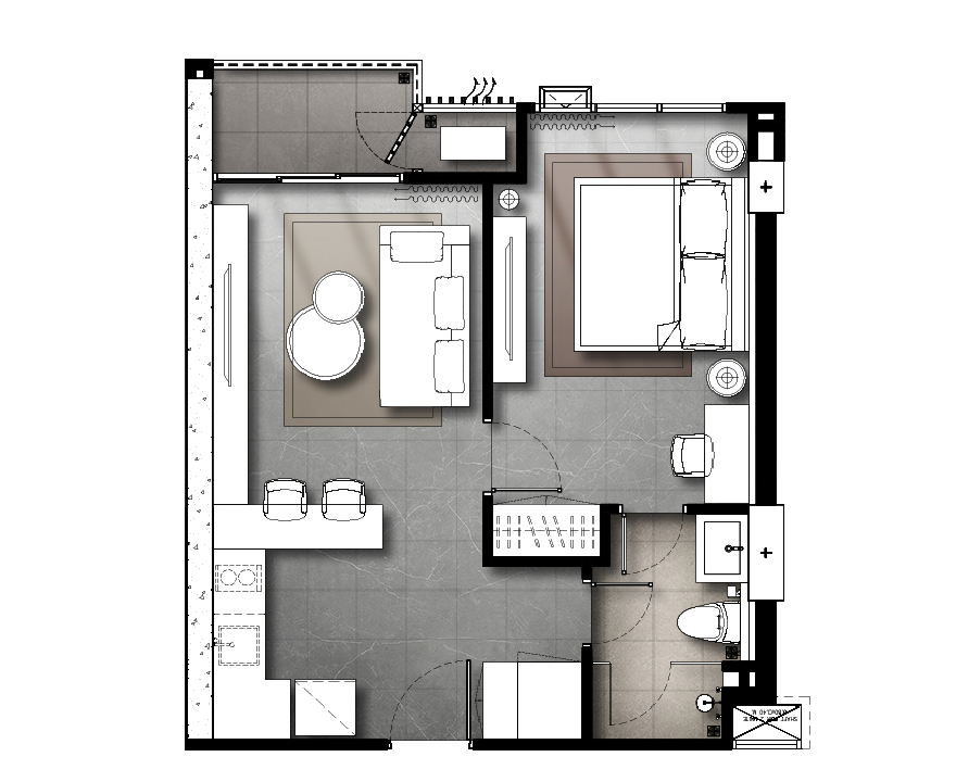 1 bedroom (Type A) — 46.86–53.10 sqm — from ~฿5.2M