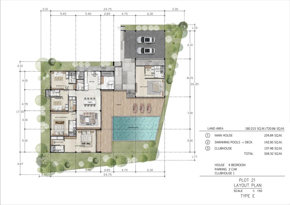 Type E — 5 bed, 6 bath, 417 sqm