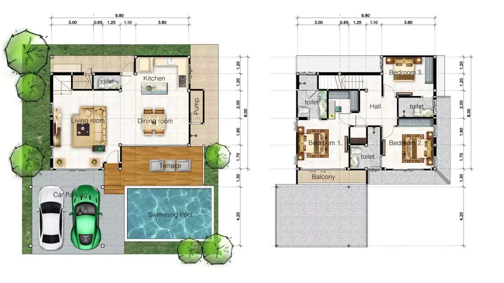 Deluxe — 3 bed, 3 bath, ~190–196 sqm — from ~฿16.95M